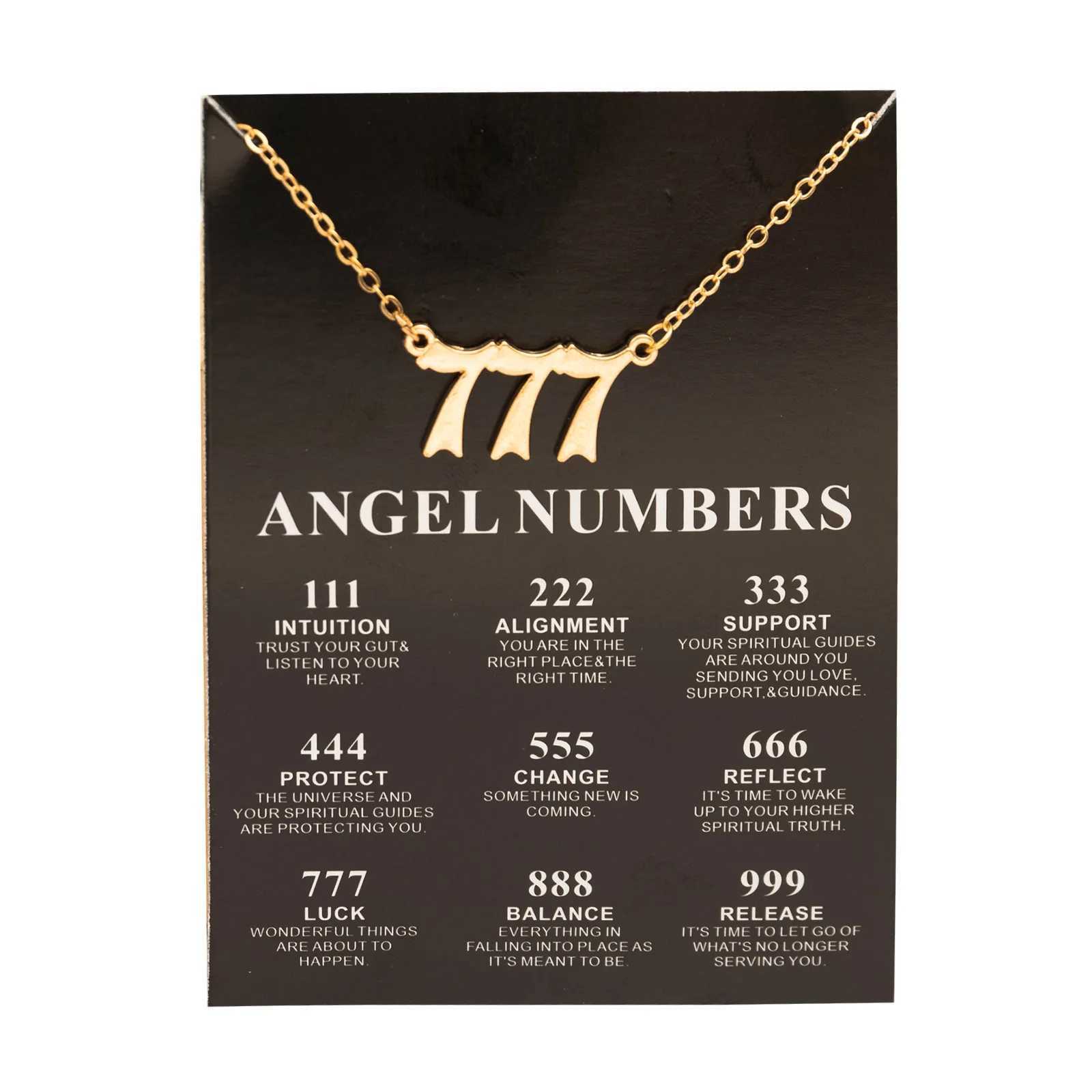 New Tren Fashion Alloy Gold Color Lucky Angel Numbers 777 Pendant Necklace for Women Girl Gift Birthday Jewelry Dropship W250616