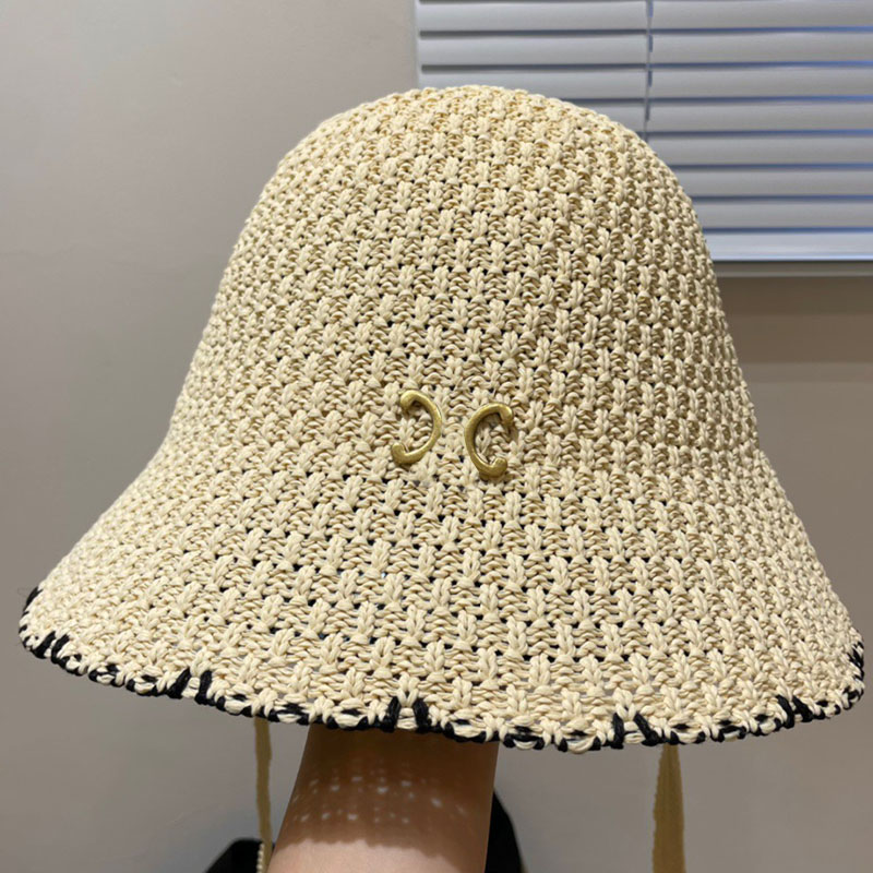 2024 New Womens Hollow Small Fragrant Hat High Quality Outdoor Sunshade Hat Designer Classic Splicing Fisherman Hat with Packaging Box