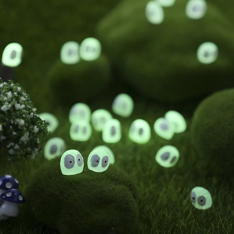 100 luminous Briquettes Elfs black ball mini home decoration Elf fairy garden DIY accessories desktop 240724