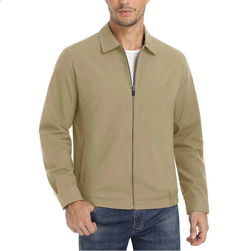 MAGCOMSEN Mens Zip-Front Golf Jacket Spring Summer Casual Jacket Solid Color Turn-down Collar Outerwear Hiking Fishing Travel 240719