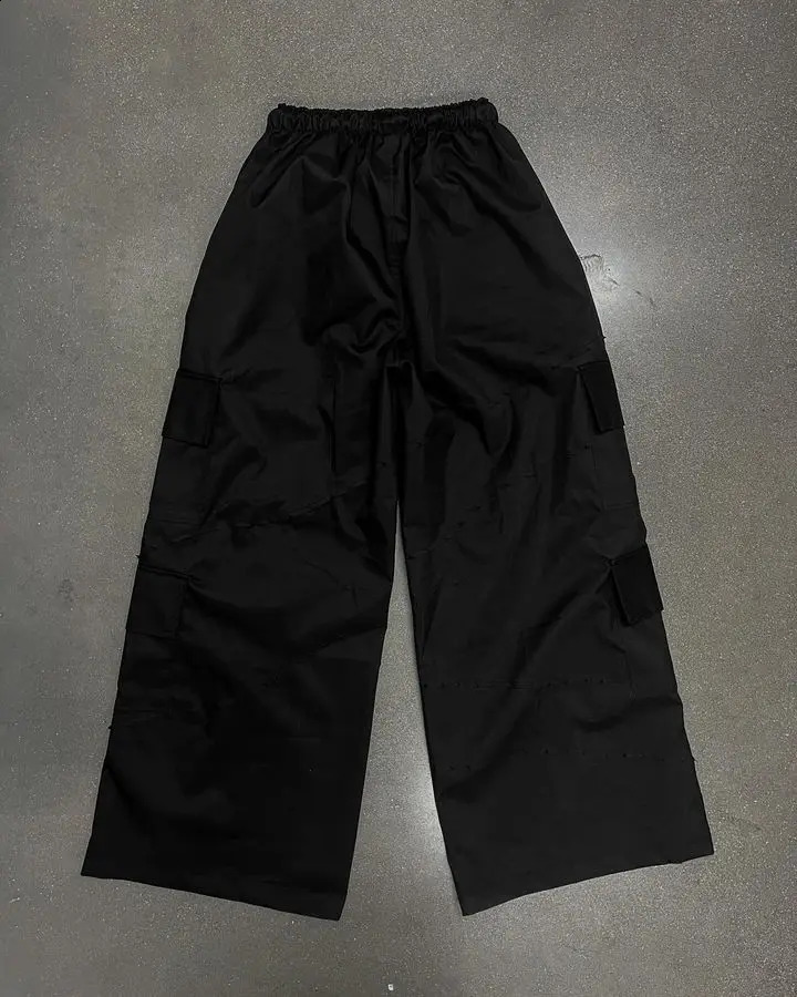 Streetwear Sweatpants Y2K Pants Hip Hop Letter Black Baggy Casual Pants Mens Womens High Waist Elastic Waist Jogging Trousers 240723