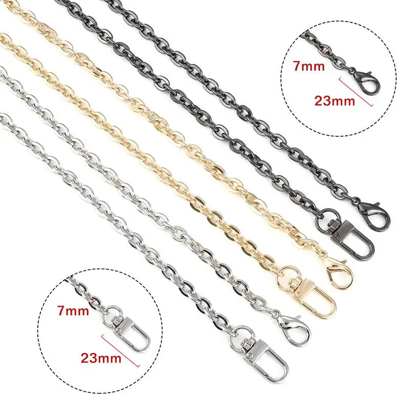 100/120CM Metal Bag Chain For Women Shoulder Bag Chain Bag Chain Gold Silver Strap Crossbody Bag Parts Belt Chain 240723