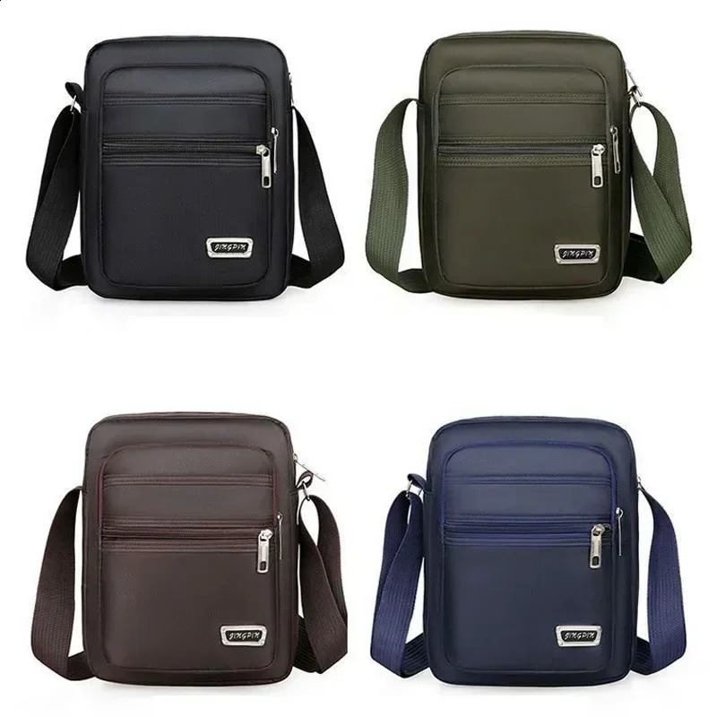 Men Nylon Shoulder Bag Messenger Casual Waterproof Zipper Pocket Handbag Fashion Tote Travel Male Crossbody Bags 240723