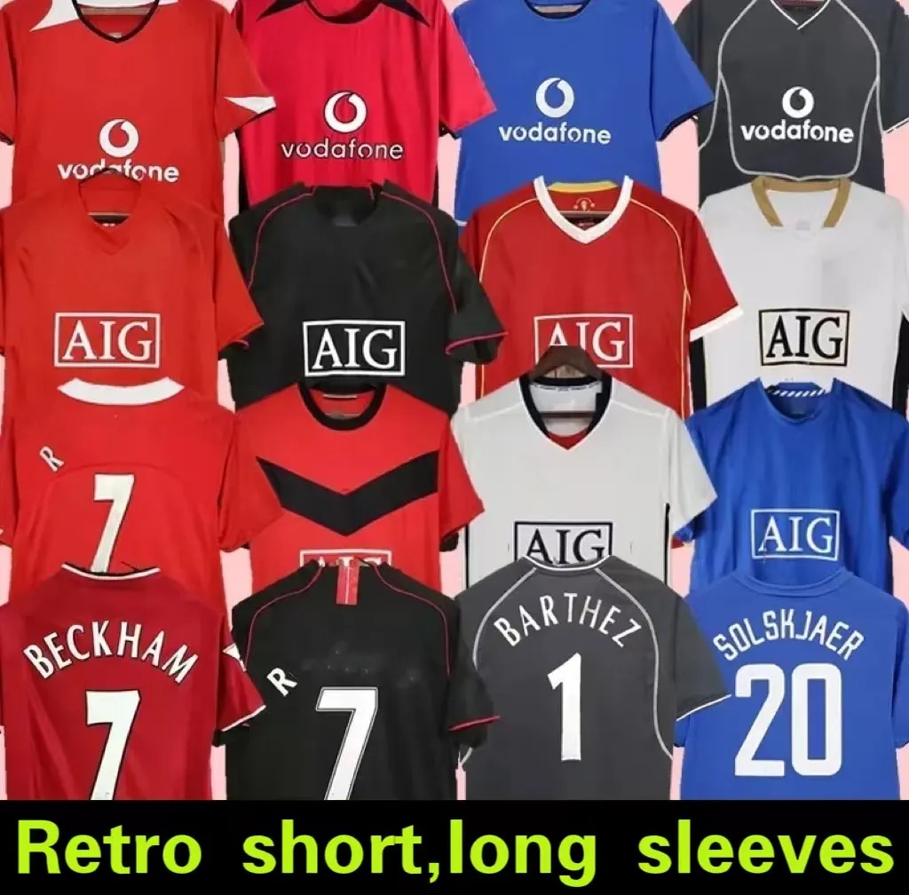 Retro Soccer Jerseys Long Sleeved Ronaldo Rooney Giggs Nani S 06 07 08 Home Away Scholes Tevez BERBATOV VIDIC Vintage Classic MAN Unted Football shirt
