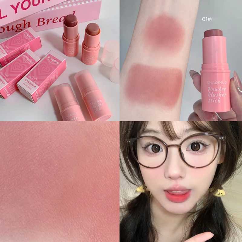 Monochrome Cute Ber Stick Cream Smooth Cheek Tint Nude B Natural Matte Pink Rose Face Rubor Rouge Korean Women MakeupXJ241225