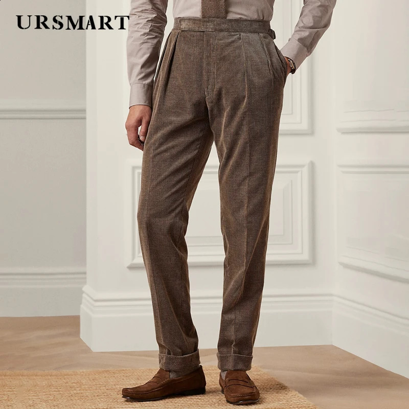 Cotton Corduroy Mens Pants SpringSummer Product British Fashion Elegant Style Brown Custom 240905