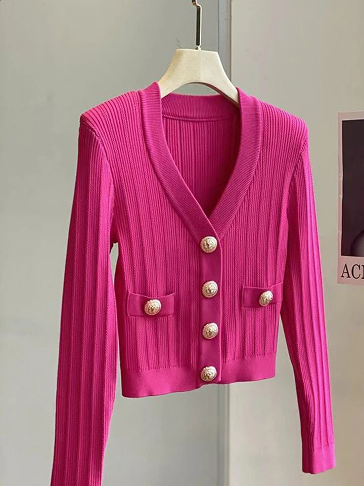 Small Fragrant Women Knit Sweater Cardigan Coat Korean Fashion Causal Knitwear Spring Elegant Jacket Loose Vintage Outwear 240723