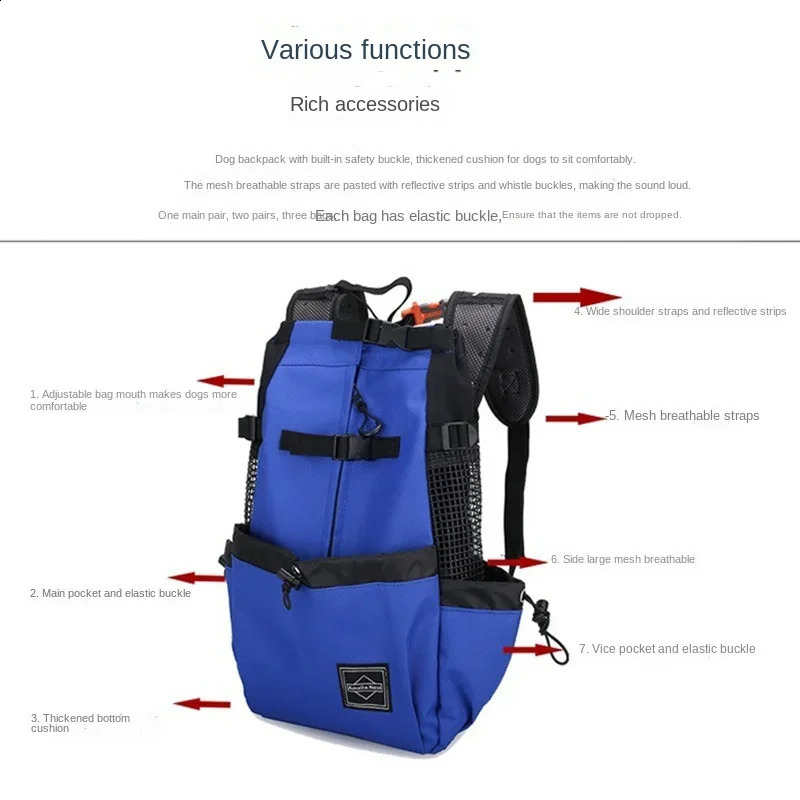 Pet Breathable Bag M - XL Washable Portable Reflective Outdoor Dog Travel Backpack Chaigouke French Bulldog Accessories 240729