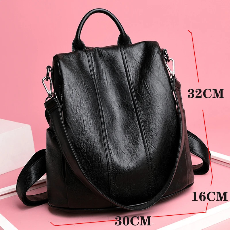 Women Soft Leather Backpacks Vintage Anti-Theft Female Shoulder Bags Sac a Dos Casual Travel Ladies Bagpack Mochilas School Bags 240723