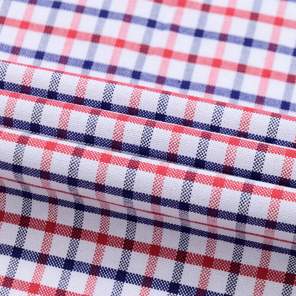 Mens Versatile Casual Checkered Oxford Cotton Shirts Single Pocket Long Sleeve Standard-fit Button Down Gingham Striped Shirt 240724 - view 7