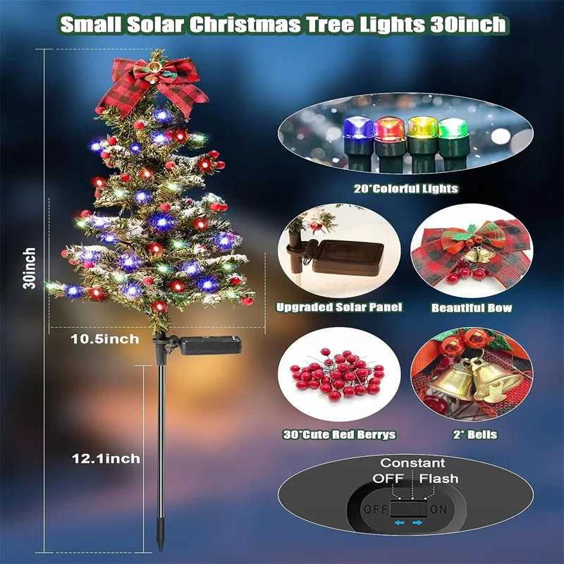 Decorations LED Tree Solar Lights Decoration Outdoor Waterproof Lawn Lamps for Pathway Garden Yard Decor Christmas Gifts Q240723