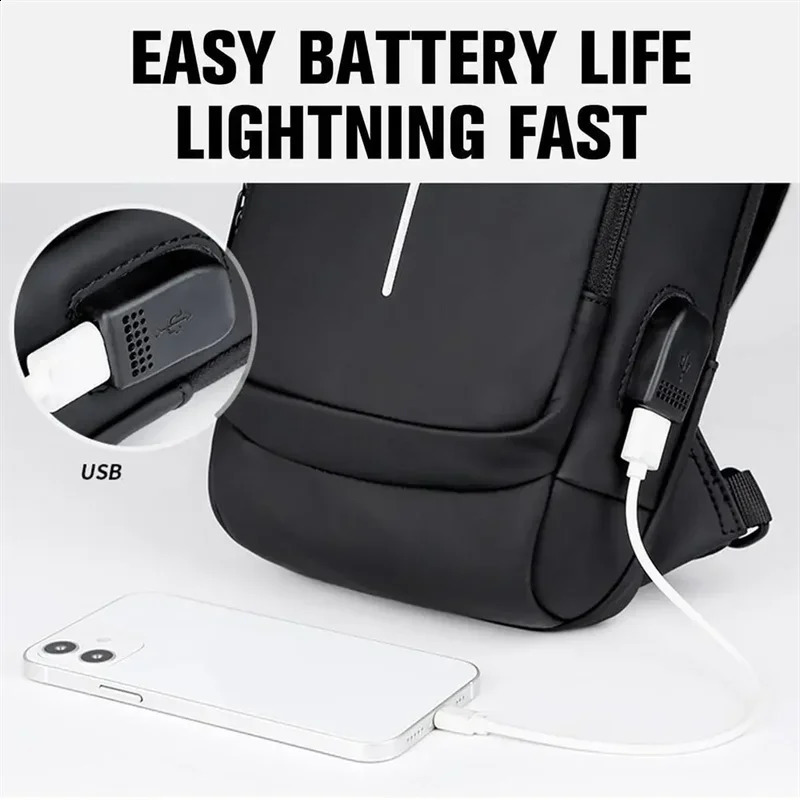 Mens Chest Bag Password Lock Anti-theft Biker Bag Leisure Outdoor Running Travel Waist Bag Shoulder Crossbody Sports Backpacks 240723