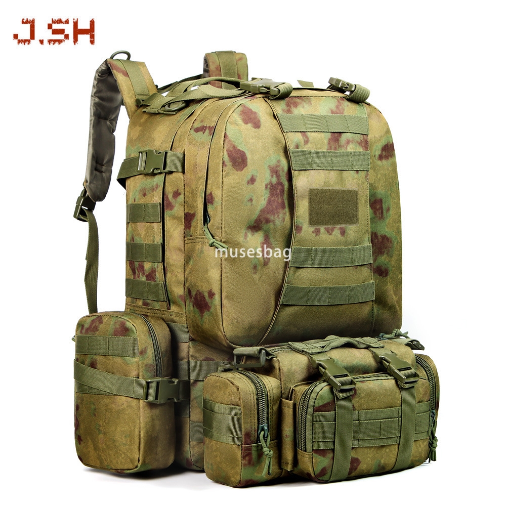 New color button outdoor combination backpack army camouflage tactical camping backpack large capacity Oxford cloth mountaineering