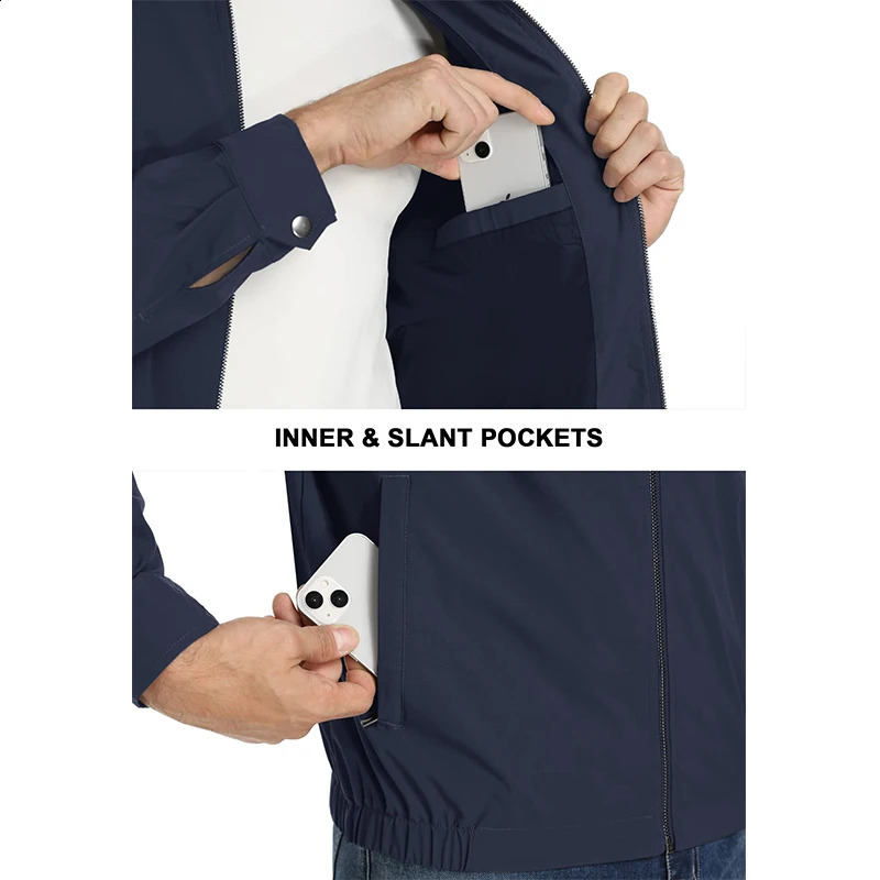 MAGCOMSEN Mens Zip-Front Golf Jacket Spring Summer Casual Jacket Solid Color Turn-down Collar Outerwear Hiking Fishing Travel 240719