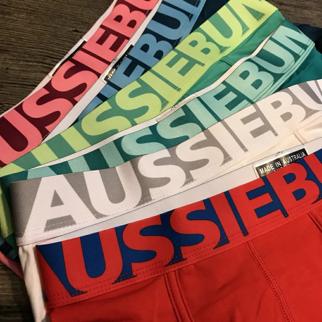 Aussieebum wide brown candy colored mens underwear square corner boxing breathable elastic fiber 240724
