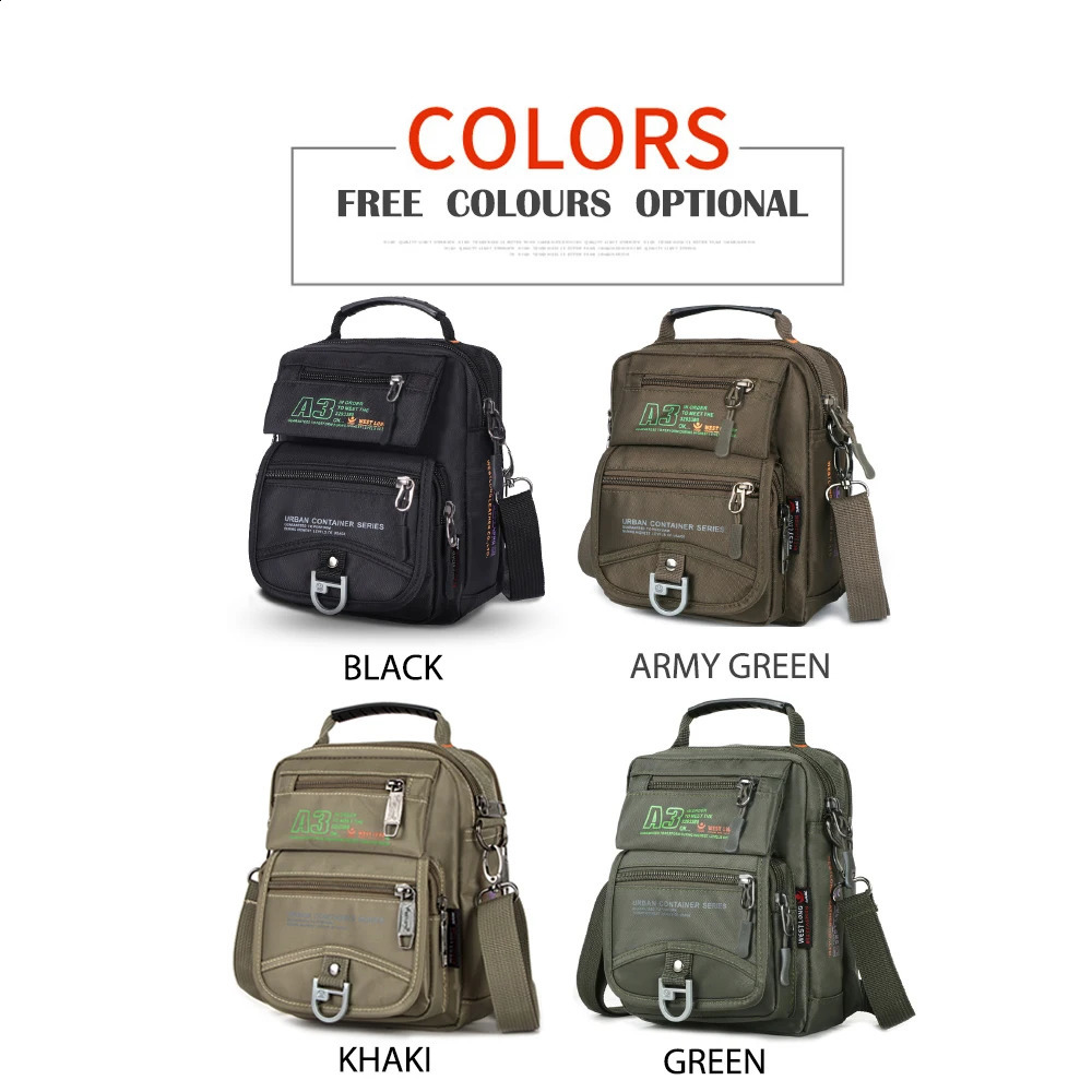 Tactical Men Messenger Nylon Bag Outdoor Army Multifunction Travel Waterproof Phone Shoulder Military Crossbody Pockets 3705 240723