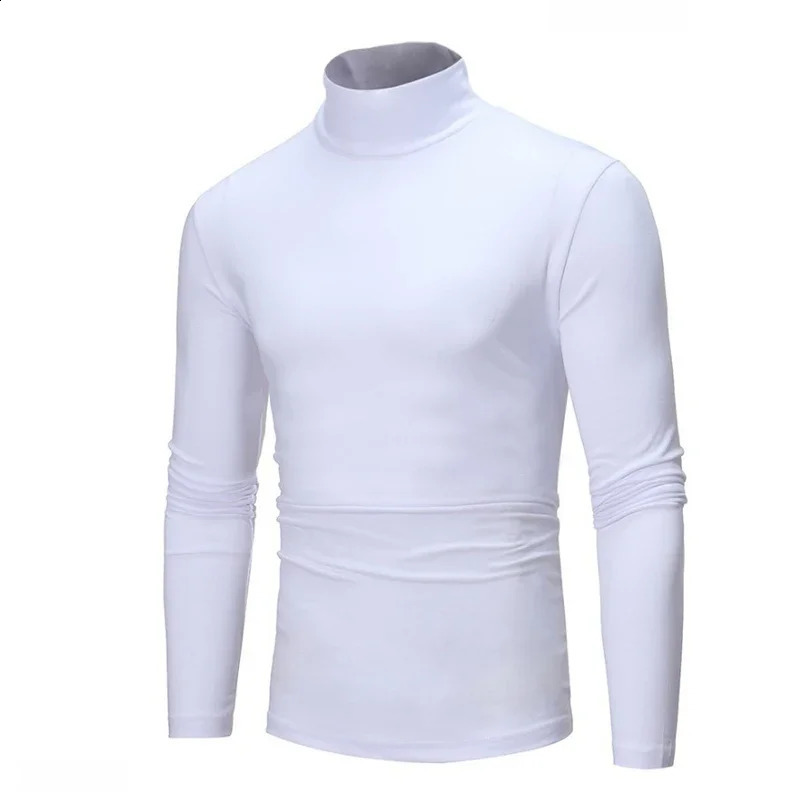 Spring and autumn thin mens pullover sweater turtle neck knitted cotton clothing black white top 240724
