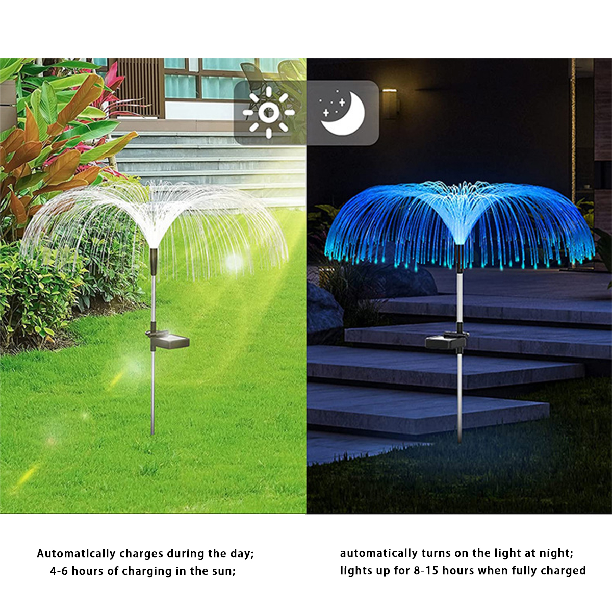 Solar Single Layer Fiber Optic Jellyfish Lights Outdoor Patio Ambient Light Garden Decoration Landscape Lights