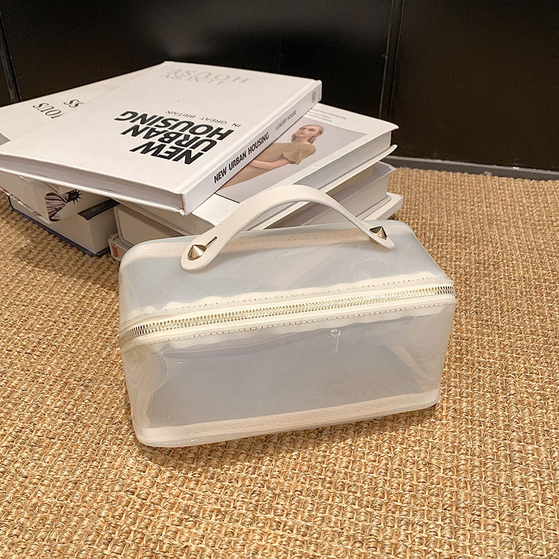 Tote bag 2024 Korean version of the handheld cosmetic bag female large-capacity fashion advanced sense of portable travel wash bag transparent storage