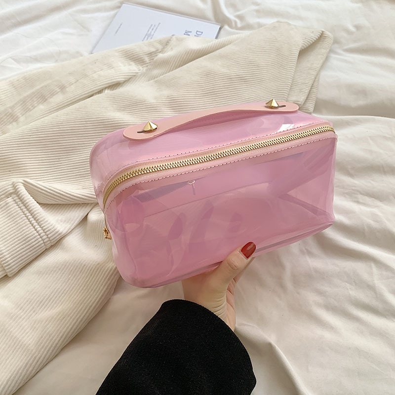 Tote bag 2024 Korean version of the handheld cosmetic bag female large-capacity fashion advanced sense of portable travel wash bag transparent storage