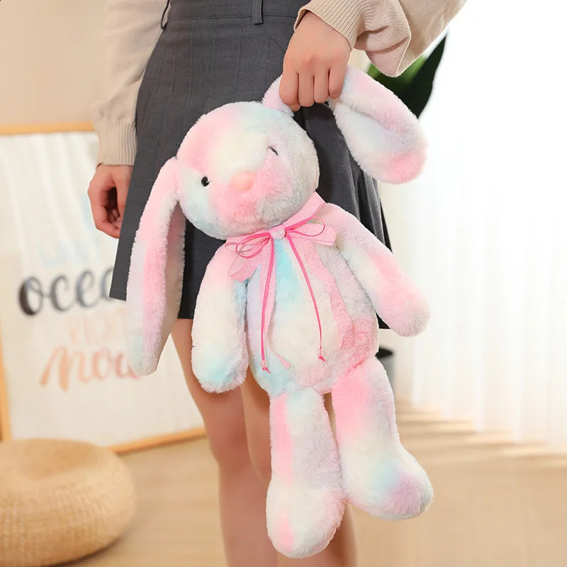 304260cm Cute Rabbit Plush Toy Stuffed Soft Animal Colorful Bunny Doll Baby Kids Toys Birthday Gift Christmas Present For Girl 240716