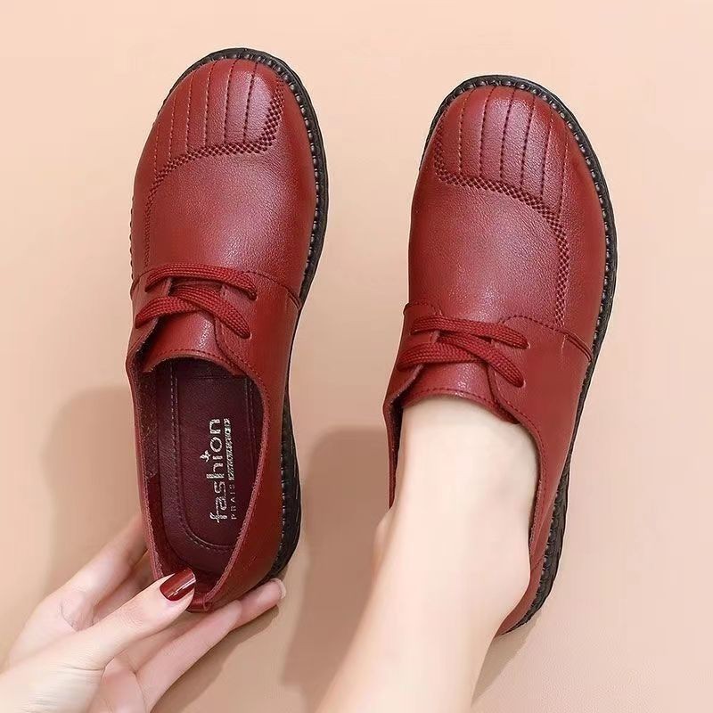 Women S Ddmysports Autumn Single Anti Slip Soft Soled Leather Shoes Flat Bottomed Work Outdoor Shoes ingle lip oft oled hoes hoes