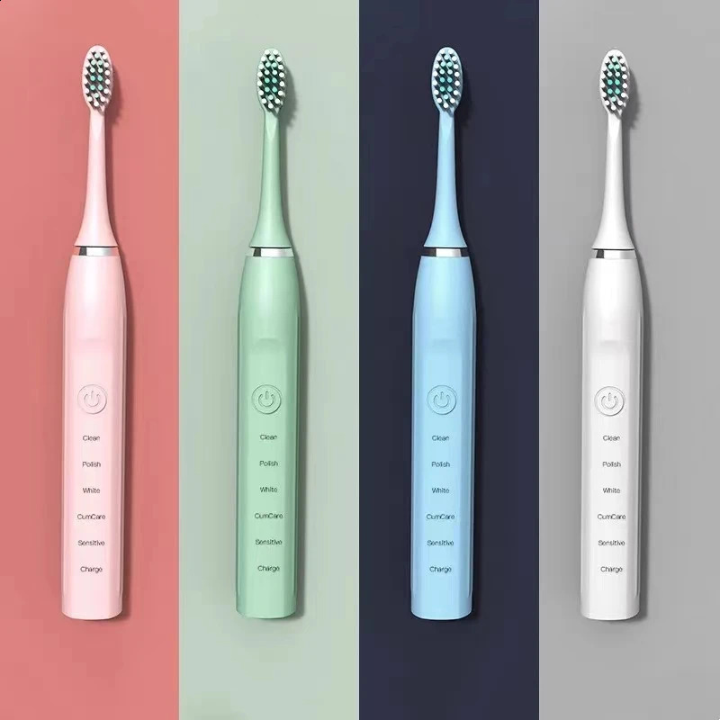 Ultrasonic Electric Toothbrush for Adults Timer Teeth Automatic Vibrator Sonic Brush Whitening IPX7 Waterproof 4 Brush Heads 240713
