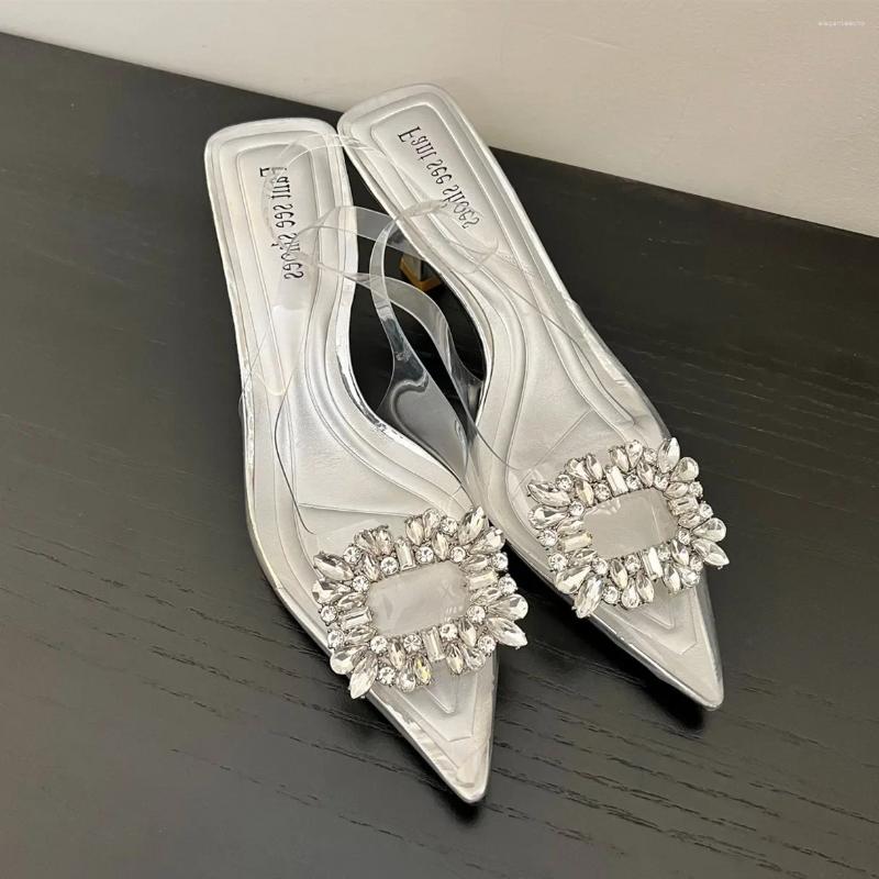 Dress Shoes 2024 Rhie Designer Women Sandals Summer Fashion Elegant Ladies Outdoor Leisure High Heel Crystal