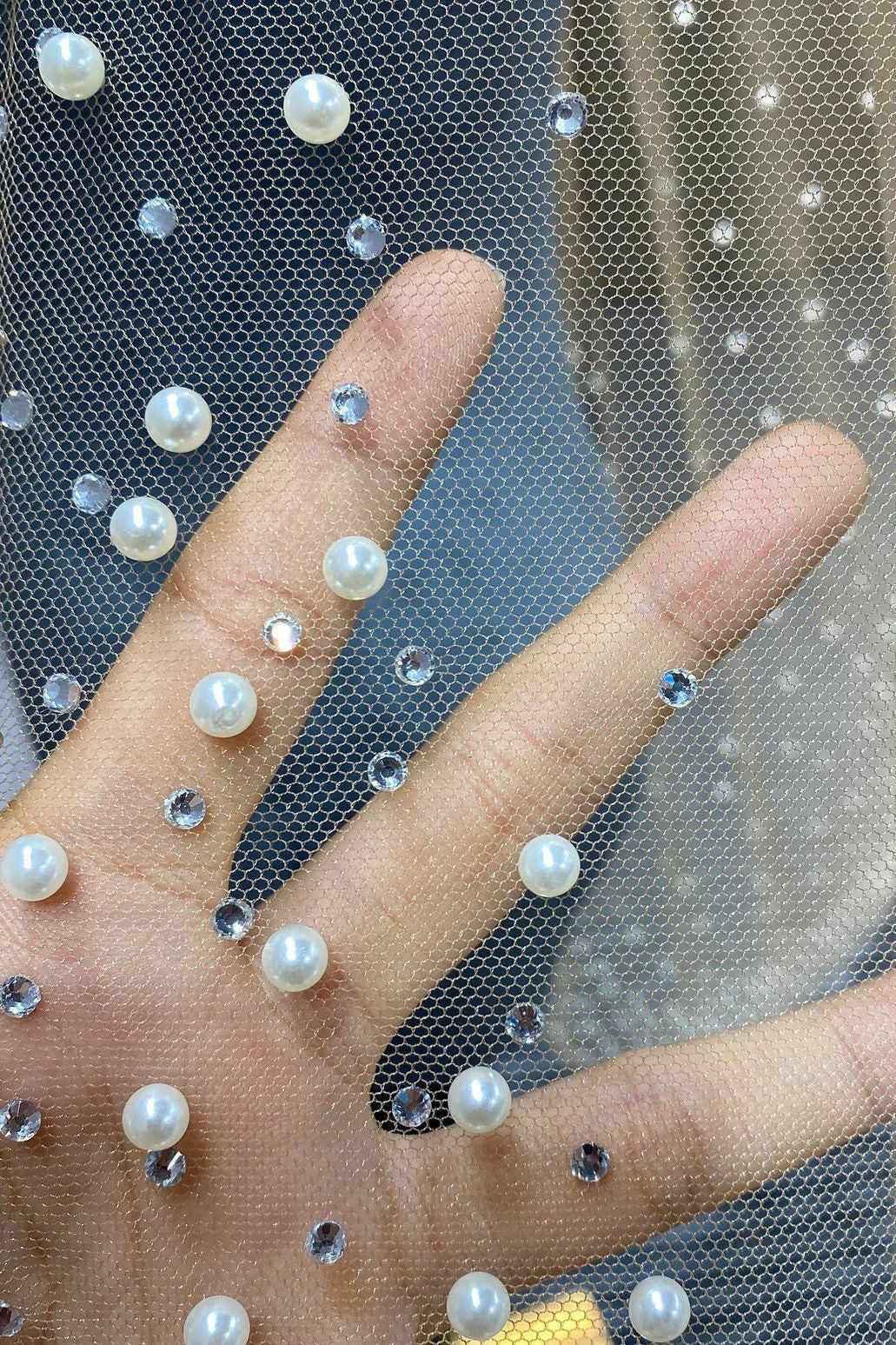 Bridal Veils Spray Champagne Pearls Beading Long Wedding Veil Mariage With Comb One Layer Bride Accessories