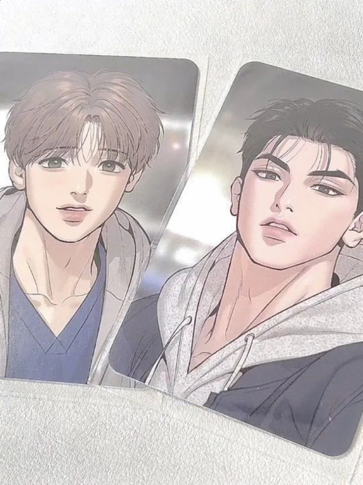 Korean Manhwa Figure Mingwa Jinx Yaoi Anime Acrylic Stand and 3 Cards BL Boys Love Figurines for Desk Decor Gift 240724