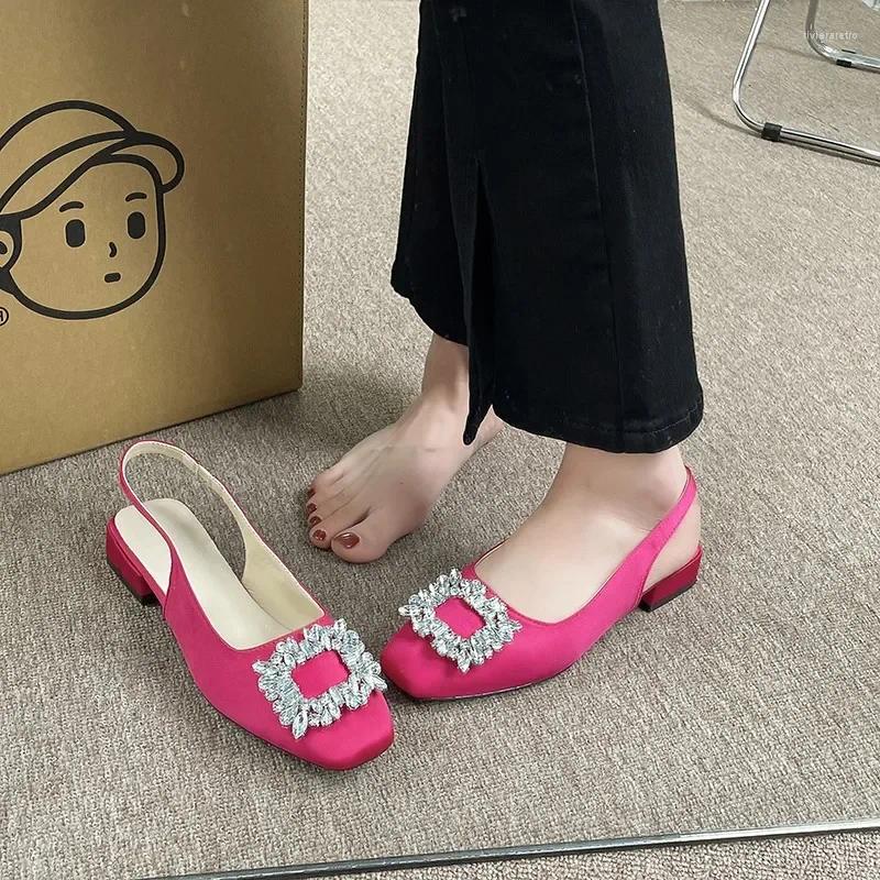 Dress Shoes Crystal Mid Heels Women Sandals Party Summer Chunky Slippers Designer Sexy Pumps Fad Flip ps Woman