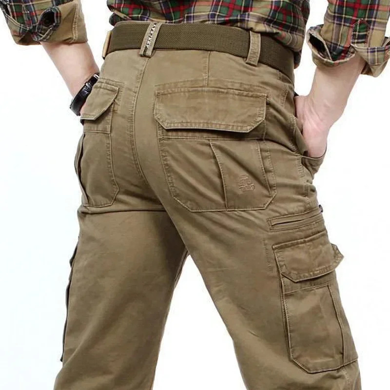 Mens cargo pants casual outdoor handcart hiking set mens work clothes training cotton 240810