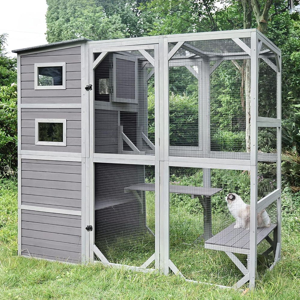 Update Cat Carriers Outdoor Indoor House Cage Large Catio Kitty Enclosures Walk In Condo Playpen -Super 77