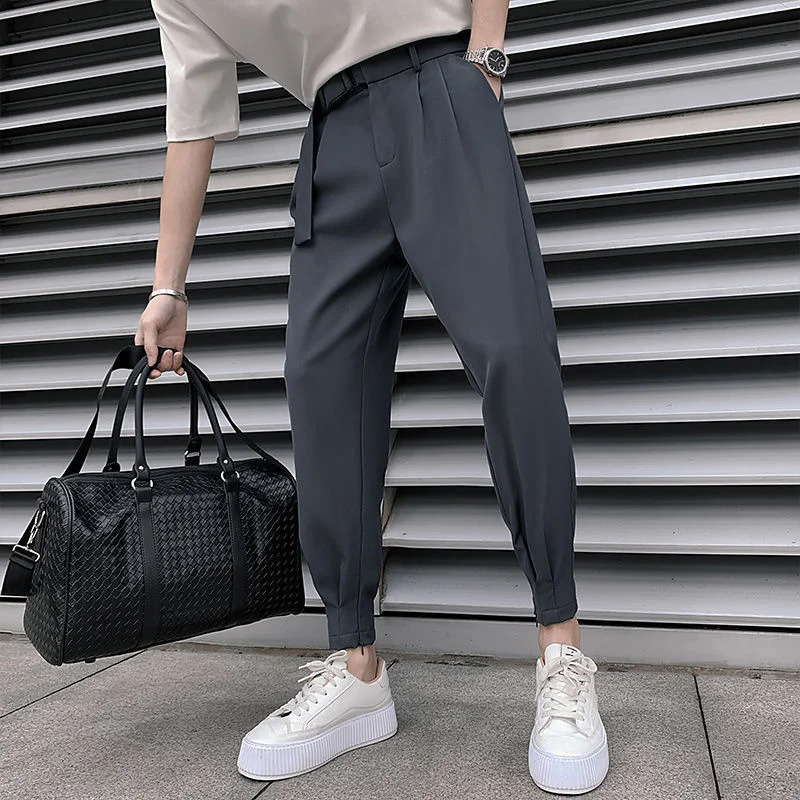 2838 size fashionable mens casual suit pants Korean ultrathin classic harem wild retro loose solid highquality sportswear 240816