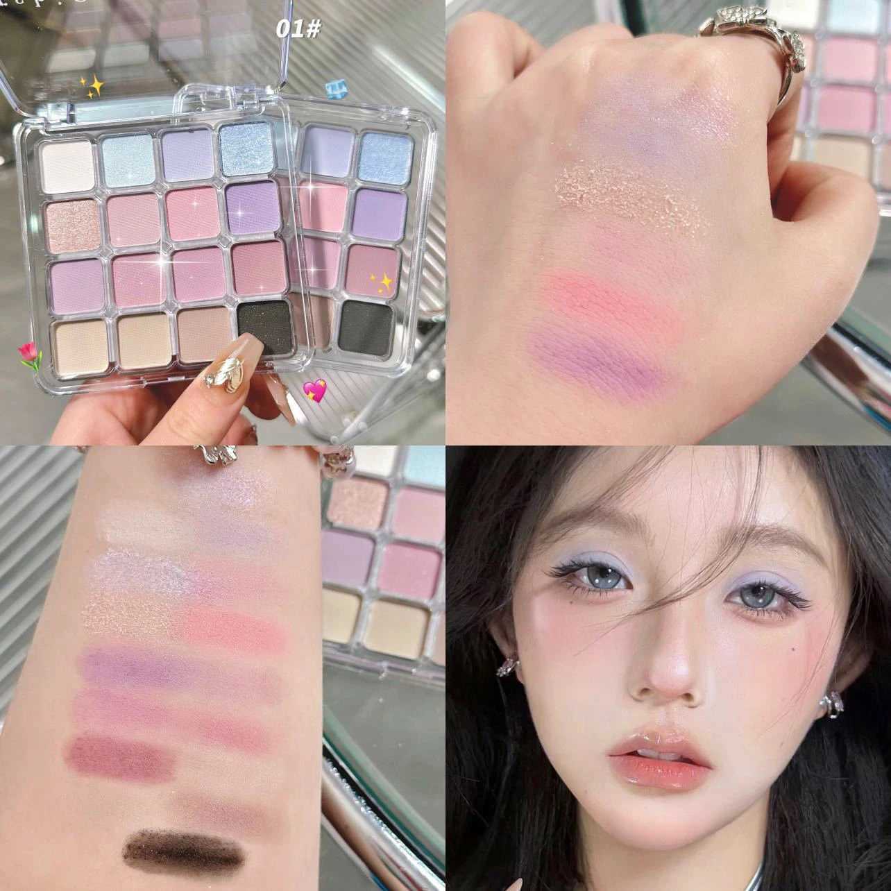 16 color pink blue pearl matte eye shadow palette glitter earth color eye shadow pigment waterproof durable Korean eye shadow makeupW240730