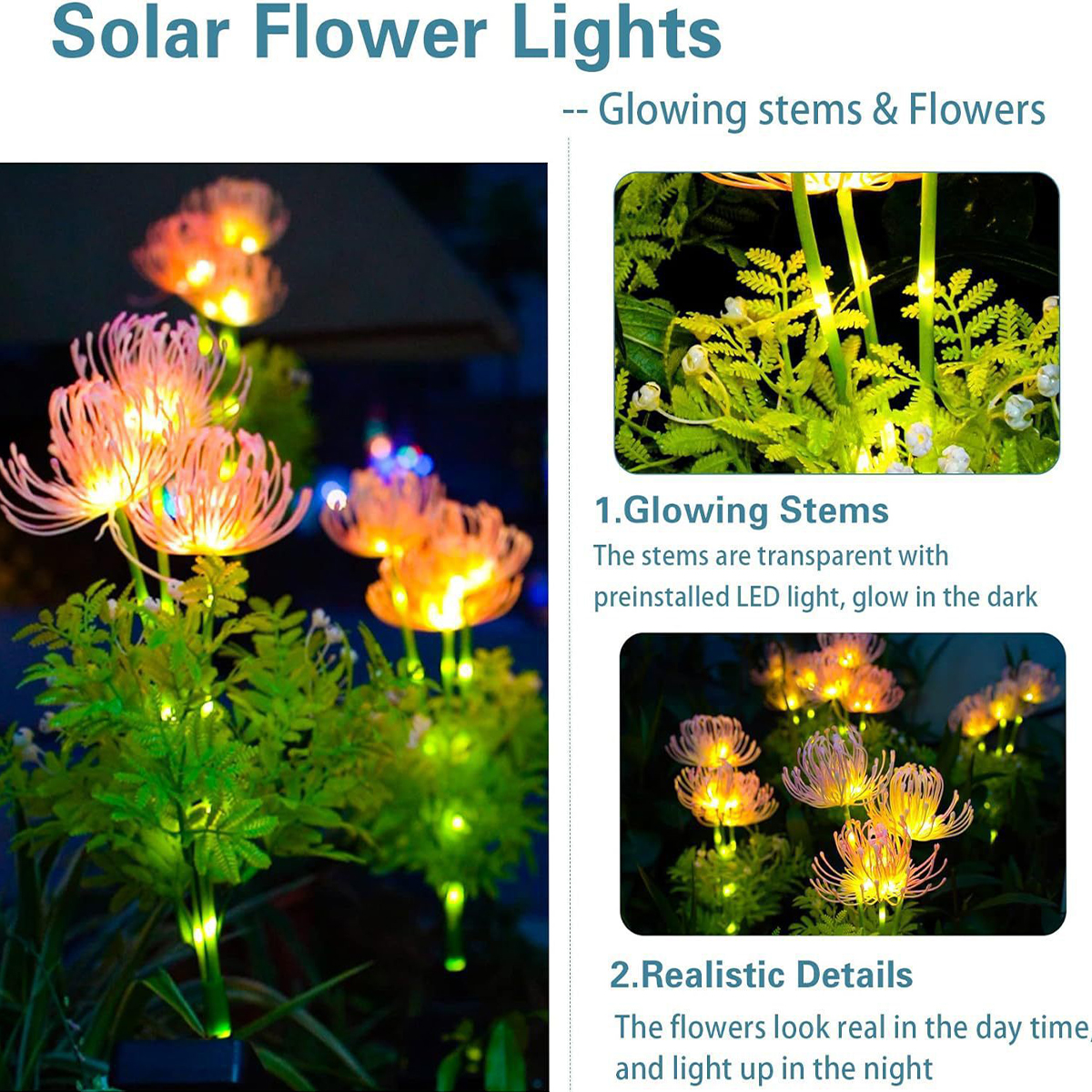 Solar Pisan flower new countryside plant flower light ground plug outdoor garden plug ground light led lawn light