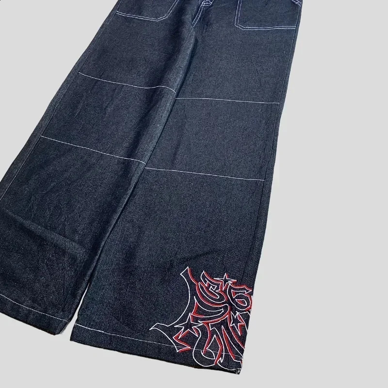 2024 High Street Hip Hop Printed Mens Jeans Loose Harajuku Retro Straight Wide Leg Casual Couple Pants 240724