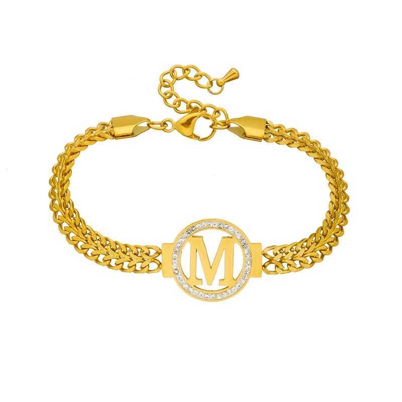 Charm Bracelets DIEYURO 316L Stainless Steel Letter M Bracelet for Womens New Party Gift Fashion Bracelet Jewelry Pulseras Mujer J240719