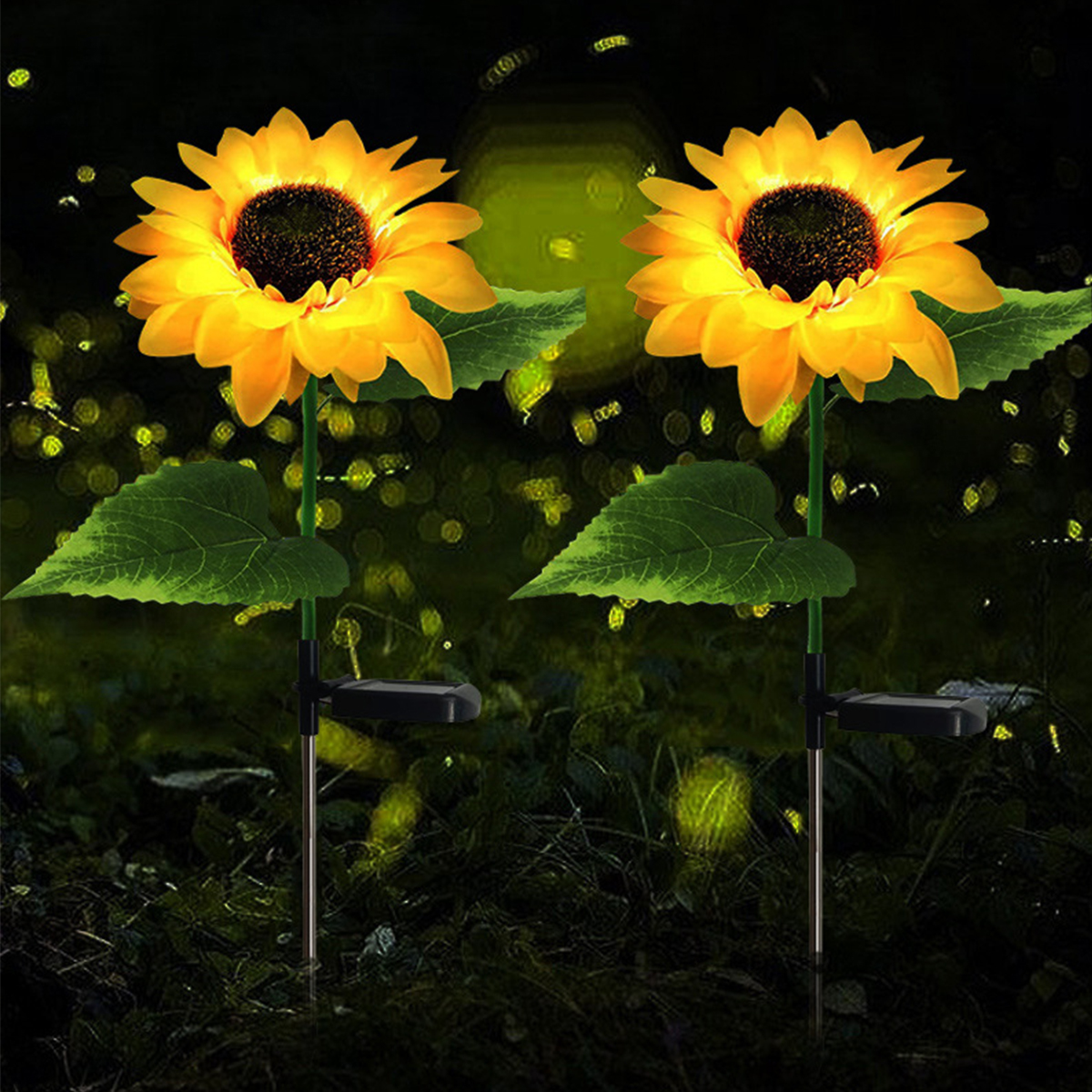Solar Single Head Sunflower Park Simulation Flower Landscape Light Garden Outdoor Yard Decoration Light Ground Plug Lawn Lights