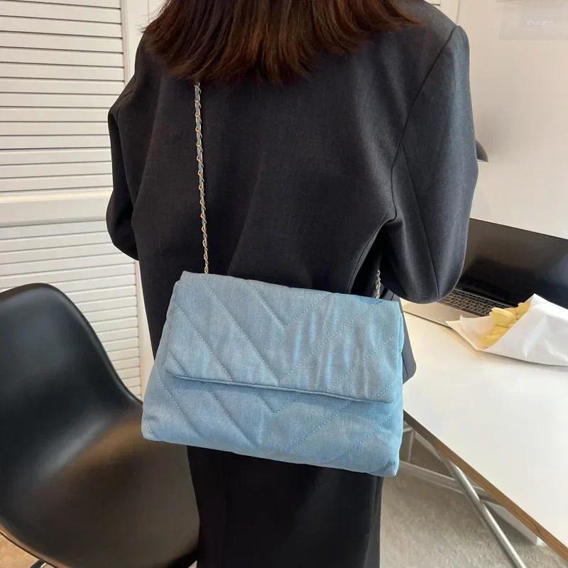 Free Shipping Shoulder Bags Vintage Bag For Women Denim Blue Dia Messenger Large Capacity Work Study Street Tote Purses And Handbags Designer Bag Luxu