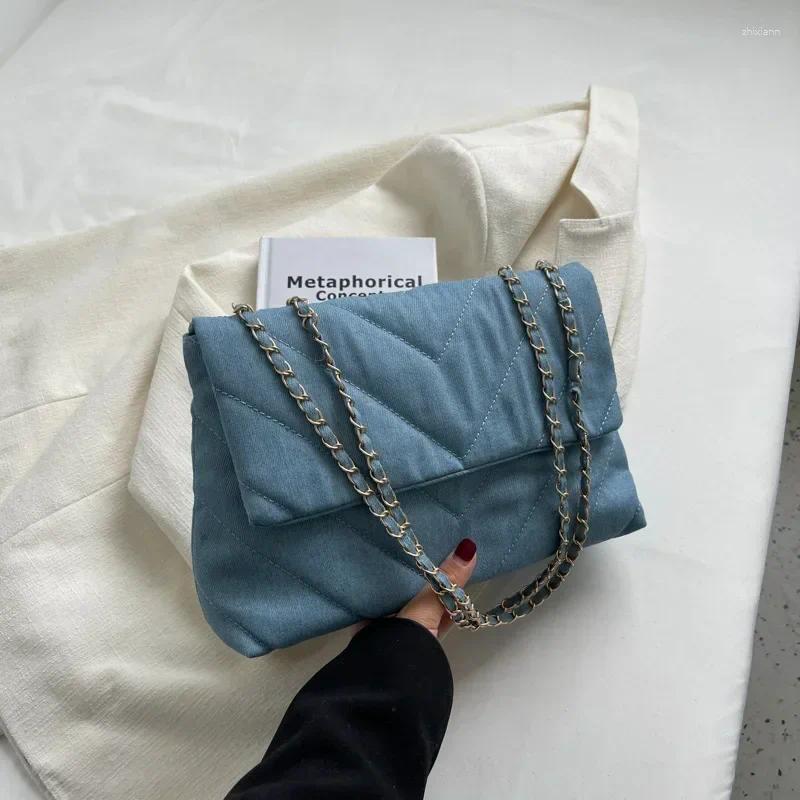 Free Shipping Shoulder Bags Vintage Bag For Women Denim Blue Dia Messenger Large Capacity Work Study Street Tote Purses And Handbags Designer Bag Luxu