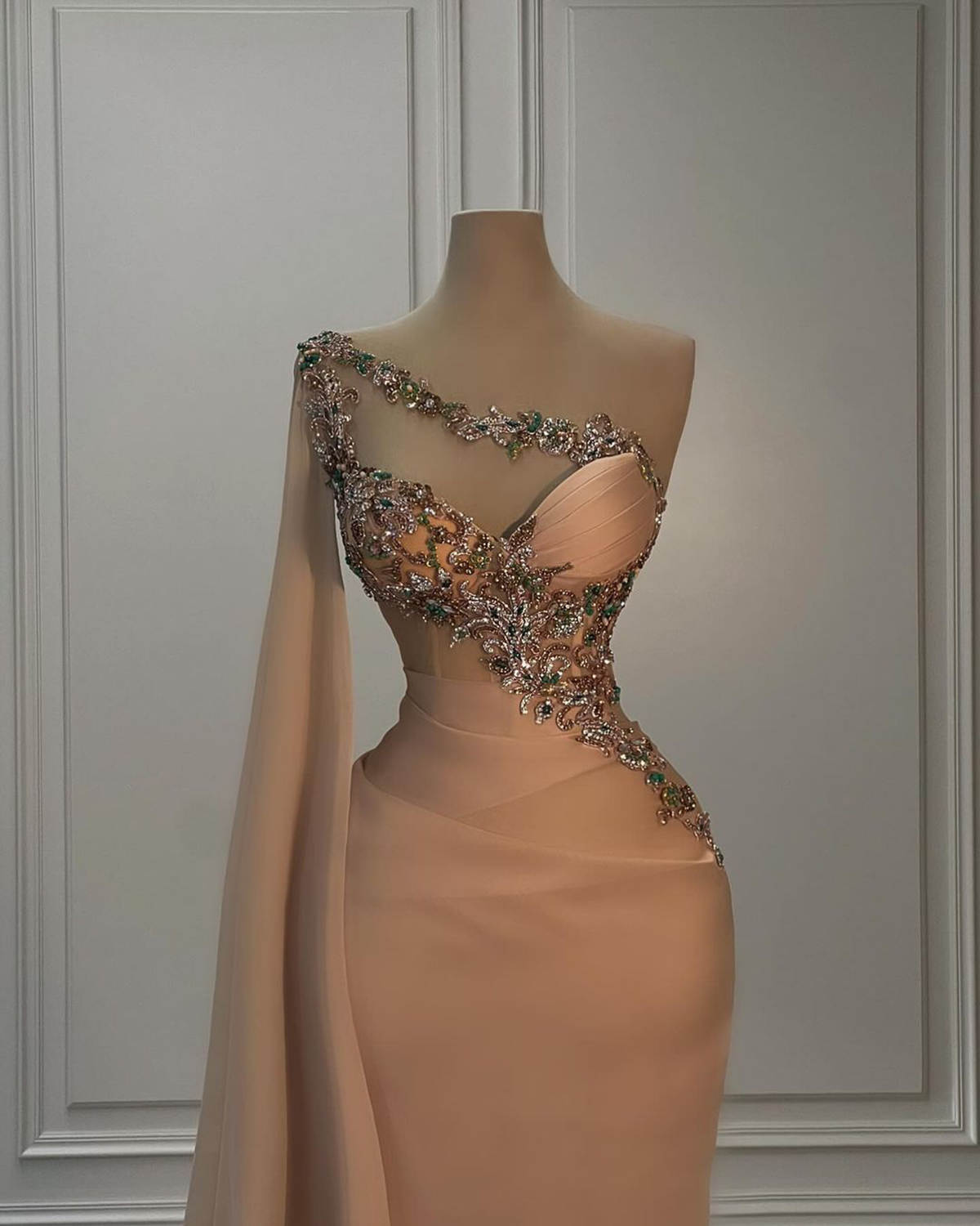 Elegant Evening Dresses Formal Mermaid Crystal Beading Prom Party Gowns Custom Pleats Special Occasion Dresses