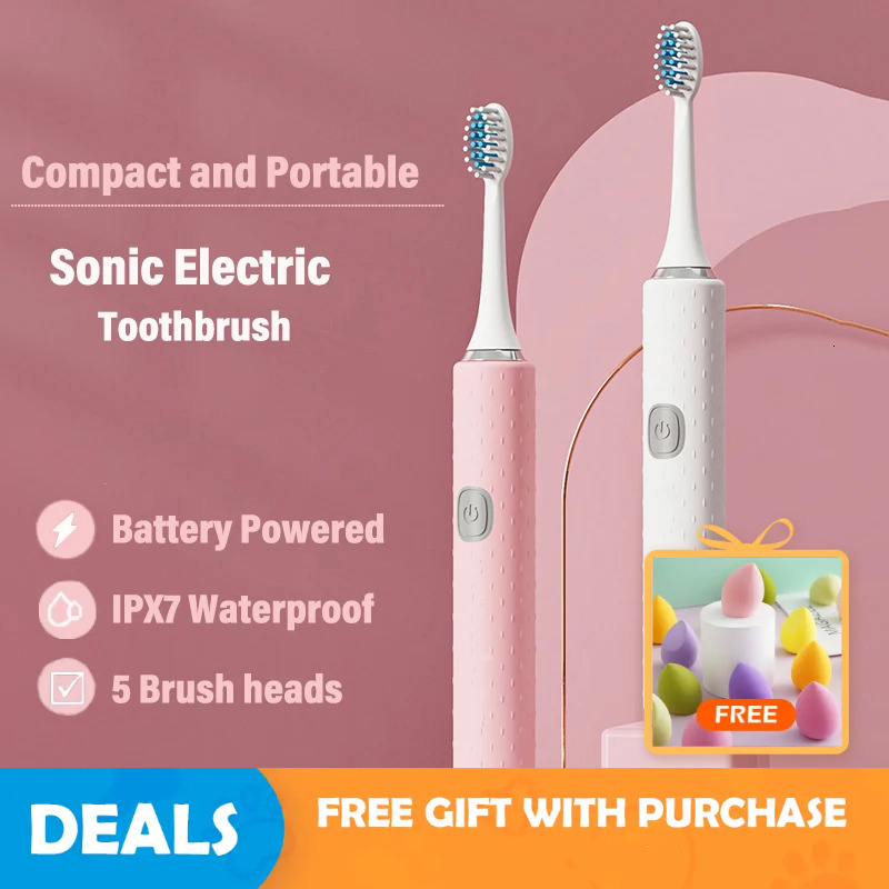 Soft Bristle Electric DuPont Brush Head IPX7 Waterproof Battery Powered Portable Adult Sonic Toothbrush F618-10