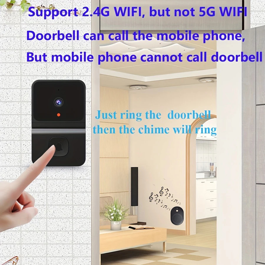 T23 intelligent visual doorbell two-way intercom night vision remote monitoring security system Wifi video doorbell 240716