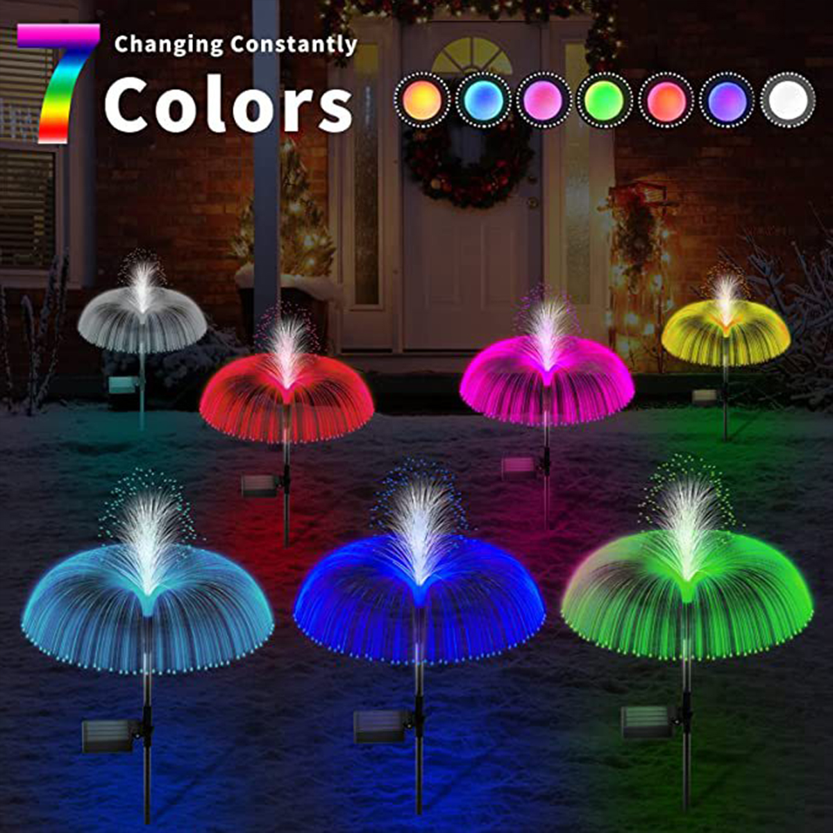 New Solar Fiber Optic Double Jellyfish Light Fiber Optic Butterfly Jellyfish Decorative Light Ground Plug Light Series