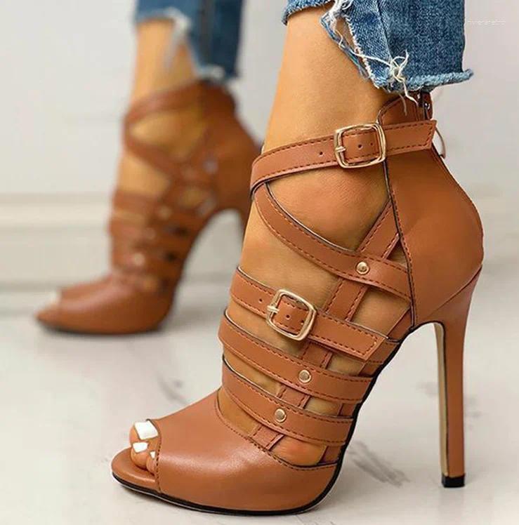 Dress Shoes Designer Sandals Zapatos De Mujer 2024 High Heels Fashion Summer Sexy Stiletto Peep Toe Wedding Party For Women Pumps FV96