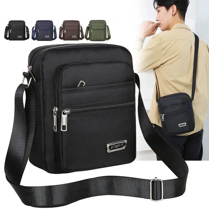 Men Nylon Shoulder Bag Messenger Casual Waterproof Zipper Pocket Handbag Fashion Tote Travel Male Crossbody Bags 240723
