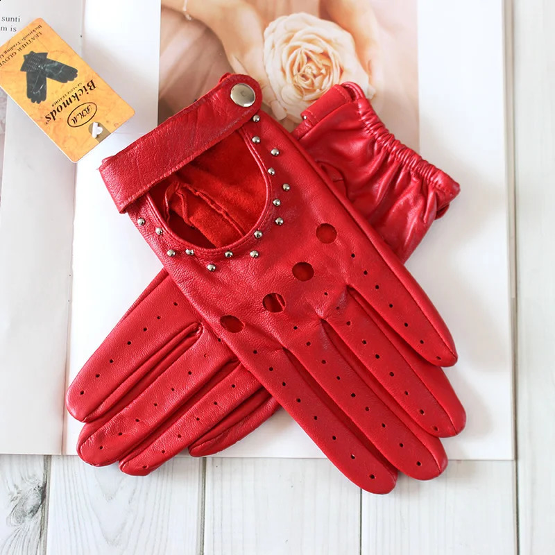 Summer Leather Driving Driver Full Finger Gloves Women Unlined Thin Fashion Spring and Autumn Motorcycle Riding Sheepskin Gloves 240713