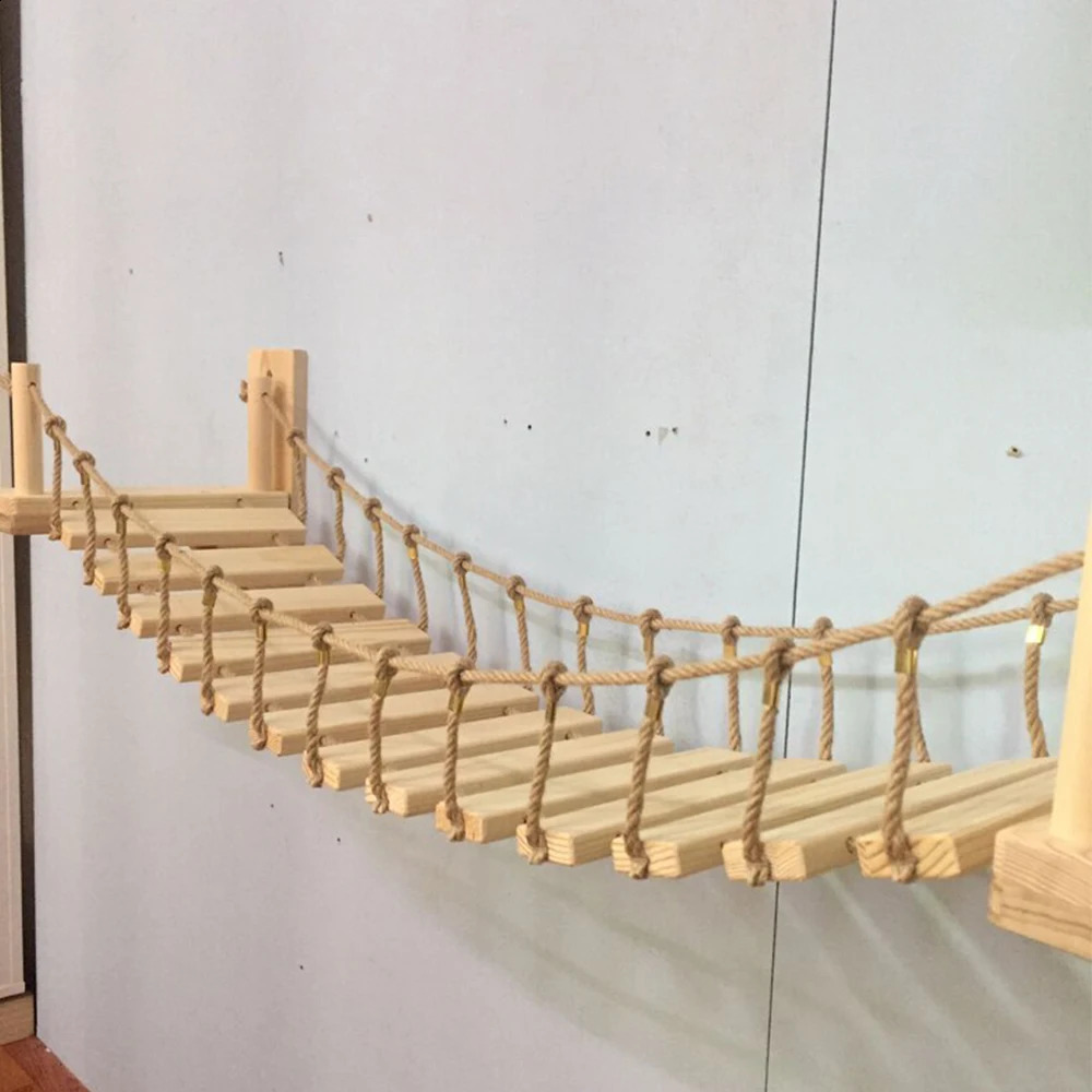 Tree Wall Mounted Climbing Wooden Shees Posts Ladders with Hammock and House Cat Bridge for Kittens Perch Sleeping 240723