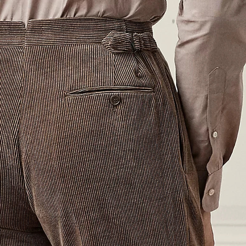 Cotton Corduroy Mens Pants SpringSummer Product British Fashion Elegant Style Brown Custom 240905